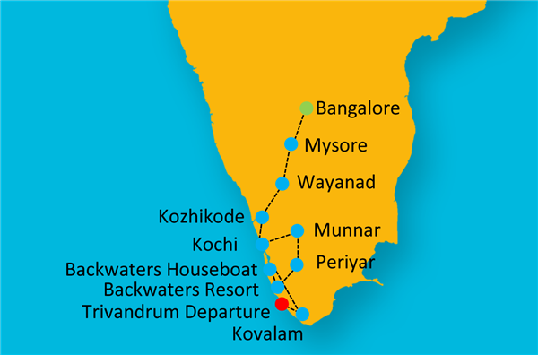 Classic South India Route Map