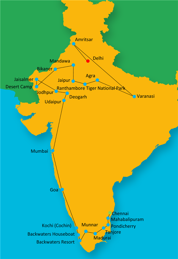 Best of North and South  Route Map