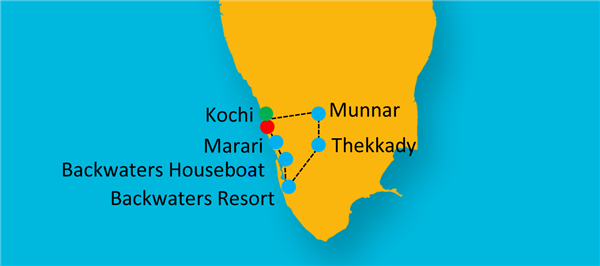 Serene Kerala Route Map