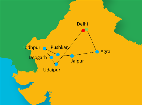 Essence of Rajasthan Route Map
