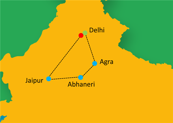 Golden Triangle with Holi Route Map