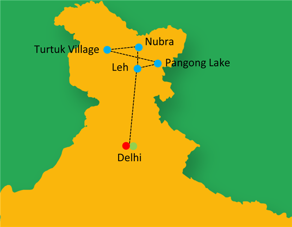 Prince of Himalayas - Leh Route Map