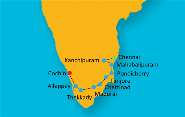 South Indian Culinary Delight Route Map